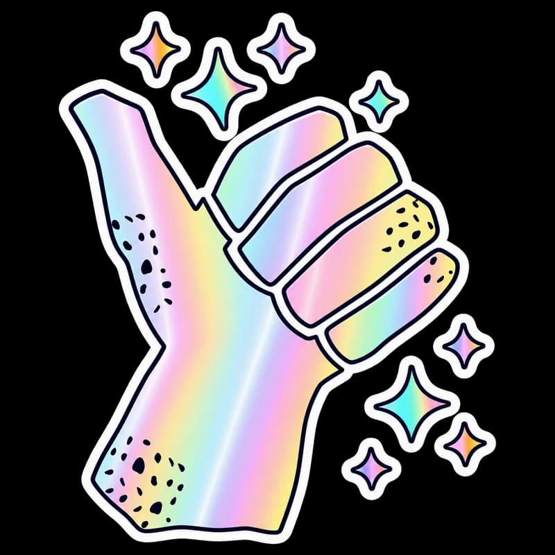 Holographic thumbs-up sticker