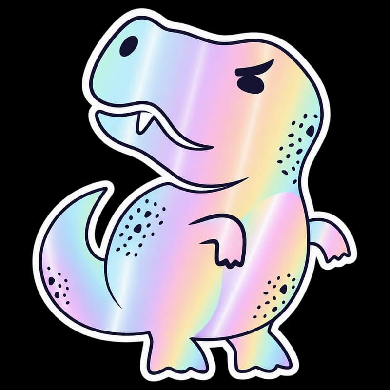 Holographic T-rex sticker